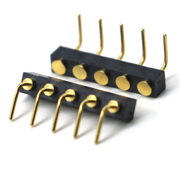 POGO PIN折弯5pin插板弹簧探针充电弹性触点5pin连接器可焊接探针
