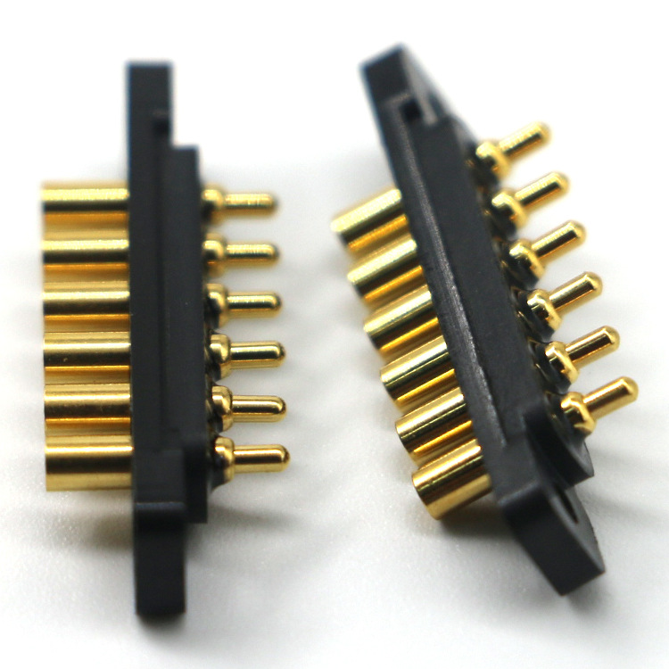 工厂单排6pin pogopin探针连接器 手机数码设备弹簧针充电针定 制